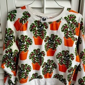 Cat in Pot Print Sweatshirt